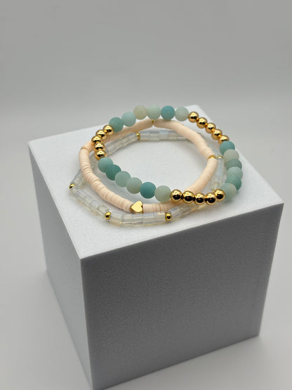 Aqua Statement Bracelet Stack
