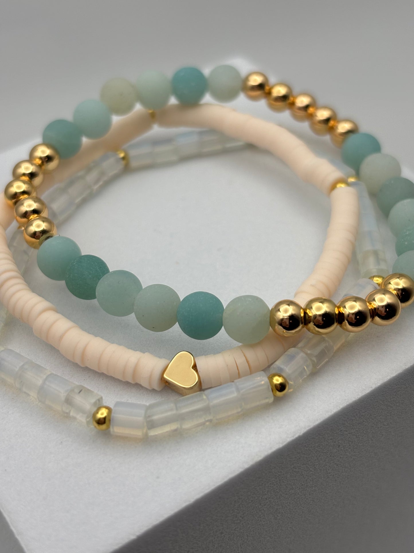 Aqua Statement Bracelet Stack