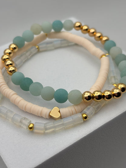 Aqua Statement Bracelet Stack
