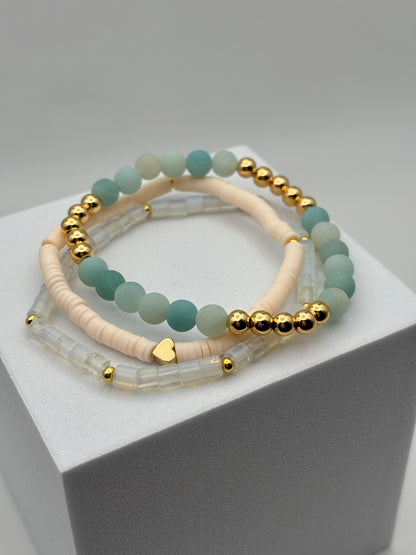 Aqua Statement Bracelet Stack