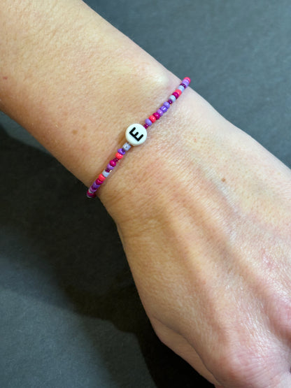 Tiny seed bead initial bracelet