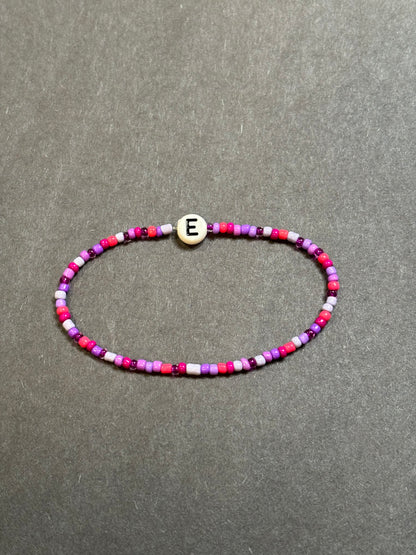Tiny seed bead initial bracelet