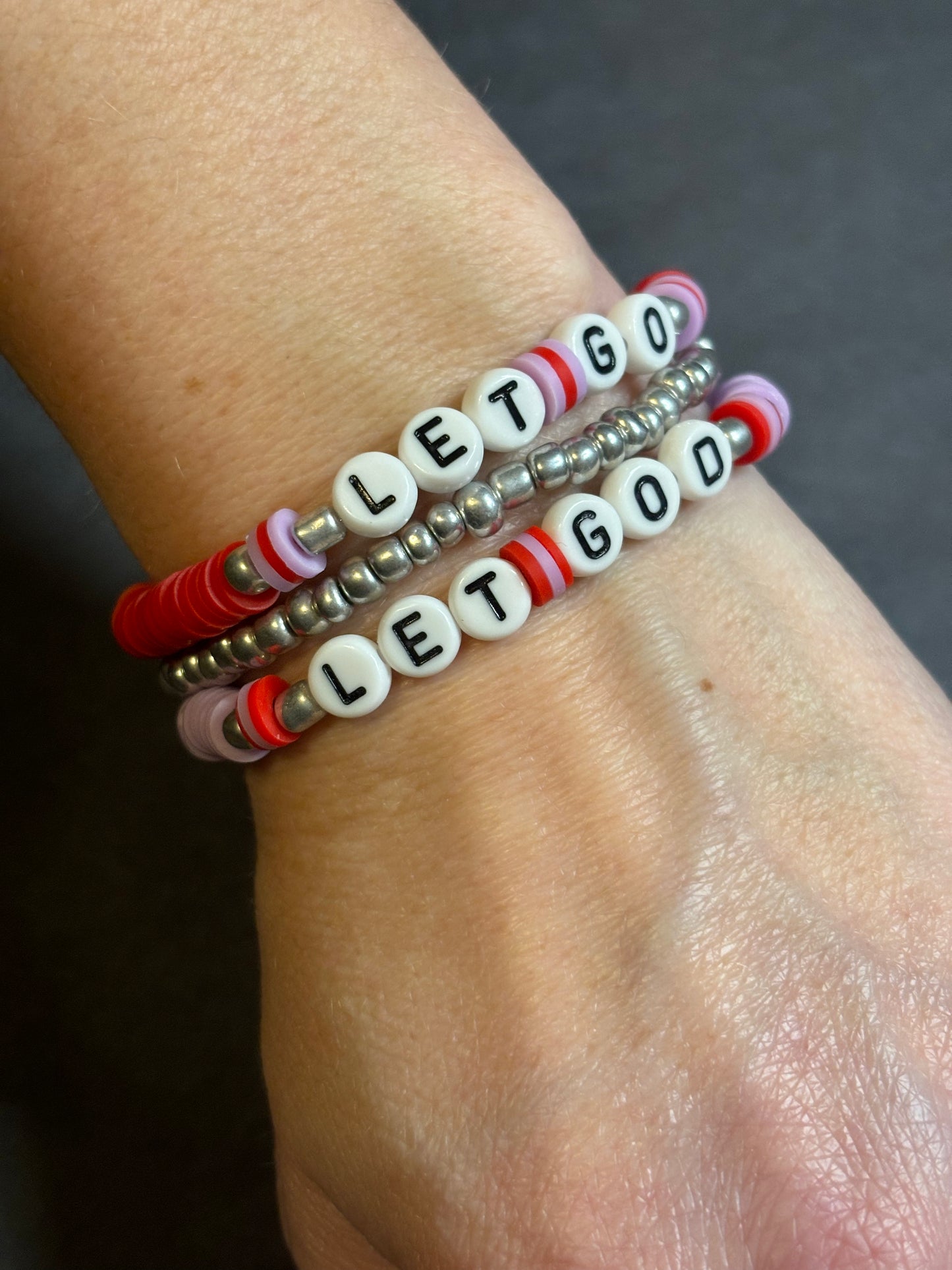Let Go + Let God bracelet stack