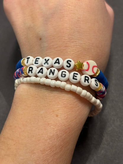 Texas Rangers bracelet stack