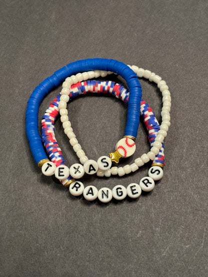 Texas Rangers bracelet stack